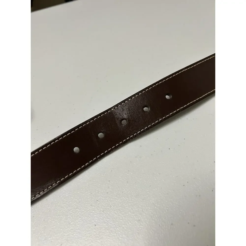 Carhartt Brown Leather Belt, Logo Brass Colored Buckle 2200 Size 44